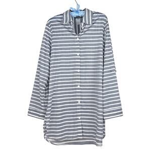 Tommy Bahama Breton Stripe Boyfriend Shirt Swim Cover-up Women's Size L